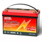 12V Lifepo4 Battery 100AH Series/Parallel Lithium Batteries Upgraded BMS, Lighweight Small Size Perfect for RV, Marine, Trolling Motor, Solar, Van Life, Back Up Power & Off Grid Applications