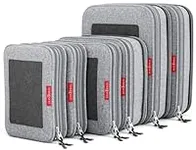 LeanTravel Compression Packing Cubes for Travel Organizers with Double Zipper (6-Pack (2L+2M+2S), Grey)
