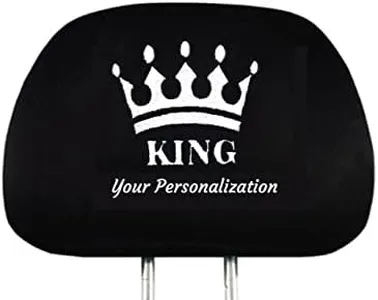 Yupbizauto Customized Personalized Embroidery King Crown Logo Auto Truck SUV Car Seat Headrest Cover Accessories Gift for Men 1 Piece Black Proudly Design and Made in USA