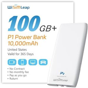 Mobile Hotspot Device with Power Charger for Global Travel 4G Router with 10000mAh Charging Battery No Roaming fee Built-in SIM Card Travel Portable WiFi Hotspot Power Bank Mobile WiFi 100GB for USA