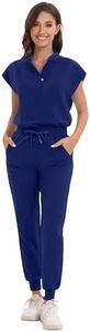 GGEH Scrub for Women Set - Stretch Scrub Top & Jogger Pants Mandarin Collar Anti-Wrinkle Scrub Suit Medical Uniform (Navy, X-Large)