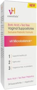 vH essentials Boric Acid and Tea Tree Vaginal Suppositories - Prebiotics Formula with Lactic Acid - PH Balance, Odor Control, Feminine Care - 24 Suppositories and Applicator, White, 2.4 Ounces