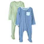 TuddyBuddy 100% Cotton Multi Color Romper Sleepsuit/Romper/Jumpsuit for Baby Boy & Baby Girl (0-1 Months-Newborn, Blue Rib & Green Rib)