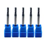 GBJ 5PCS D3×4×8×50-4F HRC45 3mm Carbide Square End Mill Ultrafine Particles Carbide End Mills for Alloy Steel Hardened Steels 4 Flute Straight End Mill Cutter Tungsten steel Nano Coating Square