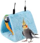 TOPINCN Peony Parrot Hammock Bird Nest Warm Soft Plush Hammock Hanging Cage Tent for Birds Parrot Winter Warm Bed Pet Toy Pouch Cotton Bed (M-Blue)