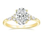 TIGRADE 3CT Engagement Ring Oval Cut Cubic Zirconia Marquise Round CZ Eternity Wedding Band for Women Size 4-11, Gold, Size 5.5