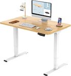 FLEXISPOT Pro 3 Stages Dual Motor Electric Standing Desk 48x24 Inches Whole-Piece Desk Board Height Adjustable Desk Electric Stand Up Desk Sit Stand Desk(White Frame + Natural Desktop)