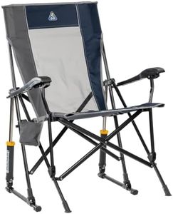 GCI OUTDOOR RoadTrip Rocker Camping Chair | Portable, Folding Rocking Chair with Solid, Durable Armrests, Drink Holder & Comfortable Extended Backrest — Indigo Blue