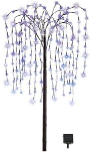 Collections Etc. LED Solar Willow Tree, Outdoor Solar Tree with Colorful Solar-Powered Lights with Adjustable Branches, Purple Lights