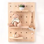 Plantex Multipurpose Pine Wood Pegboard for Home/Wood Display Shelf/Wall Organizer for Bedroom/Kitchen/Bathroom - (24x16 inches)