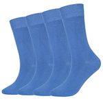 Bamboo Rayon Dress Socks for Men, 4 Pair Comfortable Crew Moisture Wicking Men Socks, Seamless Stretchy Casual Sports Socks, Windows Blue(4 Pairs), 10-13