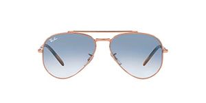 Ray-Ban RB3625 New Aviator Pilot Sunglasses, Rose Gold/Clear Gradient Blue, 58 mm