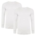 DOLCE ENVY Men's Thermal 2 Pack Long Sleeve Tops Warm Base Layer for Winter Suitable for Daily Use High Performance Full Sleeves Tops (Large, White)