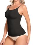 SHAPERIN Womens Shapewear Vest Top Tummy Control Camisole Seamless Body Shaper Compression Cami Tops, Black, L