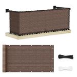 UIRWAY Privacy Screen Balcony Fence 3'x10', Garden Courtyard Privacy Fence Screen with Zip Ties UV Protection, for Animal Barriers, Decks, Patios, Outdoor Pools, Porches, Condo Railings - Brown