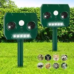 2 Pack Solar Ultrasonic Animal Repeller Outdoor Cat Deterrent Waterproof Deer Repellent Devices with Motion Sensor Flash Light to Keep Bird Raccoon Cat Deer Squirrel Skunk Dog Out of Yard Permanently