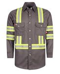 TICOMELA FR Shirts for Men High Visibility/Hi Vis Flame Resistant/Fire Retardant Shirt 6.5oz Men's Welding Shirts, Gray, X-Large