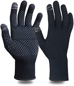 Evridwear Merino Wool Winter Cold Thermal Warm Liner Gloves with Touchscreen and PVC Dotted Grips for Men Women (Black M)