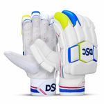 DSC Intense Fury Leather Cricket Batting Gloves for Mens, Size - Boys, Right Hand, (White-Black)