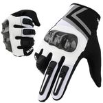 WTACTFUL Motorcycle Gloves for Men Women, Motorbike Gloves Full Finger Touchscreen Breathable for Bike Riding Motocross Road Racing Cycling MTB Summer White L
