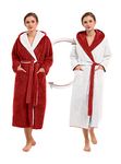 Femofit Robes for Women Reversible Fleece Robe Shu Velveteen Bathrobe with Hood S~XL(XL,Barn Red)