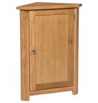 Hallowood Furniture Waverly Oak Small Corner Cabinet, Light Oak Solid Wooden Small Cupboard with 2 Adjustable Shelves for Bedroom, Corner Display Cabinet for Kitchen & Living Room