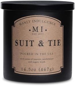 Manly Indulgence Scented Candles for Men|Suit & Tie – Jasmine & Sandalwood|Strong Masculine Fragrance, Long-Lasting Candles for Home|Soy Blend Wax|16.5 oz – Up to 60H Burn|Made in The USA