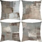 TIDWIACE Set of 4 Decorative Outdoor Grey Cushion Covers 45 x 45 cm, Art Deco Throw Pillow Cover 18x18 Linen Pillow case,with Invisible Zipper for Sofa Cushions Modern Living Room