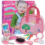 Toddler Play Purse for Kids with Accessories, Purse Toys for Girls with Pretend Makeup, Keys, Smartphone, Dress Up Toy Purse for Toddlers and Kids - Birthday Gift for Little Toddler Girls