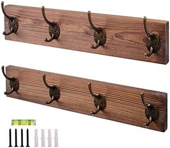 2 Packs Coat Rack Wall Mount, Entryway Coat Rack with 8 Wall Hooks, Wooden Coat Hat Hanger for Wall Organized and Storage in Living Room, Bedroom, Barth-Room, Natural & Rustic