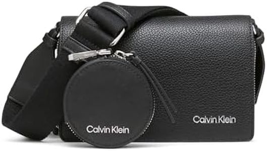 Calvin Klein Millie Triple Compartment Camera Bag Crossbody, Black/Silver, One Size