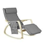 SoBuy FST18-DG, Comfortable Relax Rocking Chair, Lounge Chair Recliners with Adjustable Footrest & Side Pocket