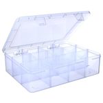 SRNYJAO Plastic Tackle Box, Large 12 Grids Clear Tackle Box Organizer with Removable Dividers for Tool Fishing Tackle Box Snackle Box Container Hook