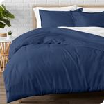 Bare Home Flannel Duvet Cover and Sham Set - Full/Queen - 100% Cotton, Velvety Soft Heavyweight, Double Brushed Flannel (Full/Queen, Dark Blue)