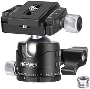 NEEWER Professional 28mm Low Profile Tripod Ball Head 360° Panoramic Rotating & 2 Lock knobs, 1/4" Arca Type QR Plate and Bubble Level for DSLR Camera Tripod Monopod Slider, Max Load 11lb/5kg