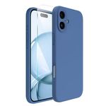 ACRONIX Compatible with iPhone 16 Case 6.1", with 1 x Screen Protector, Liquid Silicone Case Comprehensive Protection Cover Slim Shockproof Gel Rubber Phone Case for iPhone 16 6.1inch-Blue