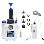 Zoomtools 3L+1L Brake Bleeding Kit Manual Brake Bleeder Automotive Brake Fluid Bleeder with 4 Master Cylinder Adapters Suitable for most European Models Models