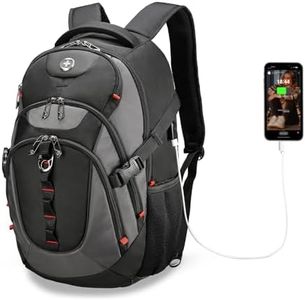 Swissdigital Design Business Laptop Backpack with Smart USB Charging Port, Travel Backpack Fits 15.6 inches Laptops, Water Repellent College Backpack for Men Women, Black/Grey | SD803