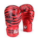 Flexzion Boxing Gloves - Tiger Red Durable Padded Boxing Gloves for Men and Women - 10 oz Boxing Gloves for Training Boxing Kick Boxing Muay Thai MMA - Heavy Bag Boxing Training Gloves