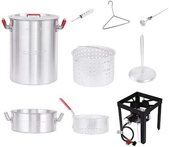 Creole Feast TFP1030 Turkey and Fish Fryer Pot Seafood Boiler Steamer Kit, 50000 BTU Propane Gas Burner, Silver