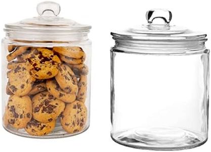 Set of 2 Glass Jar with Lid (2 Liter) | Airtight Glass Storage Cookie Jar for Flour, Pasta, Candy, Dog Treats, Snacks & More | Glass Organization Canisters for Kitchen & Pantry | 68 Ounces