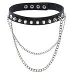 1pcs Black Leather Choker Necklace Gothic Choker Necklace Fancy Dress Pu Leather Punk Choker Chain Collar Necklace Novelty Choker Necklaces Gothic Punk Choker Studded Punk Accessories for Women