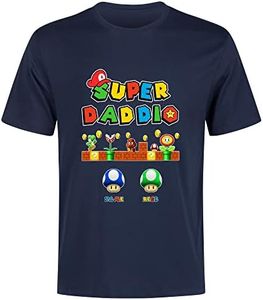 Personalized Super Daddio T-Shirt - Funny for Dad or Grandpa, Navy T-shirt, Small