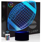 Comiwe Rugby American Football 3D Illusion Night Light Toy,16 Colors Change Smart Touch & Remote Control,Home Decor LED Bedside Table Lamp,Christmas Birthday Gift for Boys Kids Adults Friends & Family