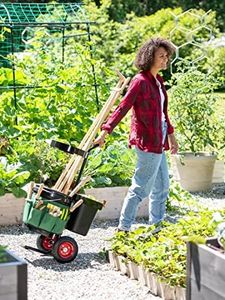 Gardener's Supply Company Heavy Duty Mobile Tool Storage Caddy | All in One Easy-Roll Garden Utility Cart Carrier | Includes 5-gallon Bucket & Fabric Organizer with Multiple Pockets