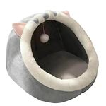 Cat Beds for Indoor Cats, Semi-Enclosed All-Season Pet Bed Cat Bed, Round Short Plush Cat Tent, Soft and Comfortable Large Space More Suitable for Dogs Cats Sleeping Cat House