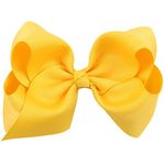 AKA 6" Big Bow Hairpins Hair Clips for Children Kids Girls Hair Handmade Alligator Clips Accessories (Yellow)