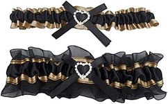 LeJulyeekay Beautiful Lace Wedding Garter Set for Bride Party Prom Leg Garters, B1-black/Gold, One size (XINKU01)