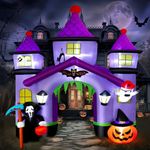 Alupssuc Halloween Inflatables Giant 10FT Haunted House Castle Archway Outdoor Decorations, Blow Up Inflatable with LED for Indoor Holiday Party Garden Lawn Decor, 10 FT