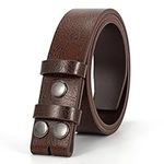 Mens Leather Belt Strap Without Buckle,Snap Buckle Replacement Leather Strap by JASGOOD(Suit for pant size 27"-32", dark coffee)